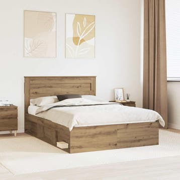 vidaXL Bedframe Ambachtelijk Eiken 140 x 190 cm Massief, Verzenden