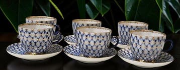 Lomonosov Imperial Porcelain Factory - Koffieservies voor 6