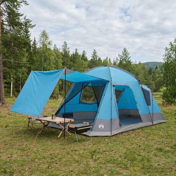 vidaXL Huisje Tent met dak Blauw 8-persoons Polyester en, Verzenden