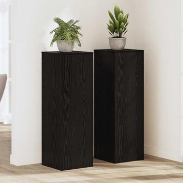 vidaXL Plantenstand 2 st Zwart eiken 33 x 33 x 100 cm, Verzenden