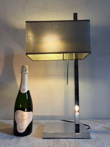 Van de Heg - Tafellamp - Chroom, Staal, Textiel