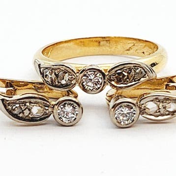 Ensemble de bijoux 2 pièces - 18 carats Or jaune - 0.32ct.