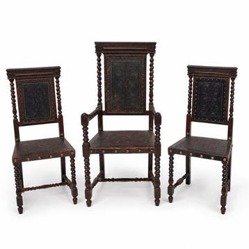 Fauteuil - Hout, Leder