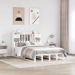 vidaXL Bed met boekenkast zonder matras grenenhout wit, Verzenden, Nieuw