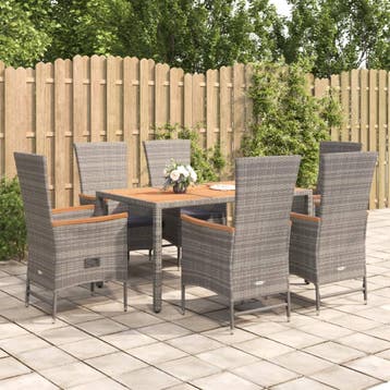 vidaXL 7-delige Tuinset met kussens poly rattan grijs, Verzenden
