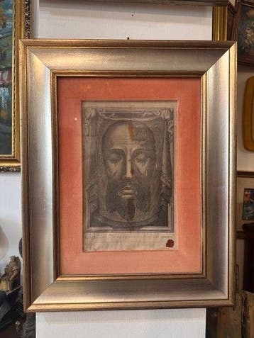 Reliek - Gravure op zijde - Het Heilige Gelaat van Jezus