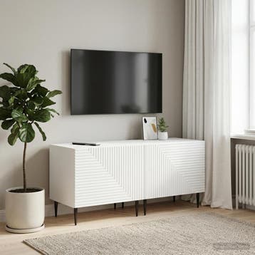 vidaXL Tv-meubel Wit Bewerkt hout, Verzenden, Nieuw