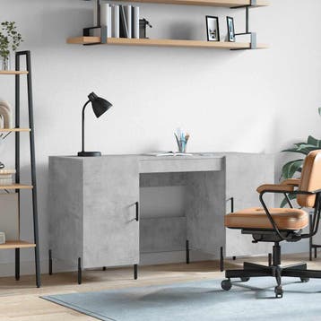 vidaXL Bureau 140x50x75 cm bewerkt hout betongrijs, Verzenden