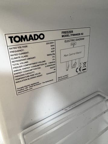 Tomado TFM4402B mini vriezer, Ophalen of Verzenden, Nieuw in verpakking