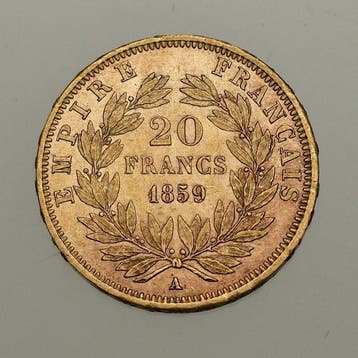 Frankrijk. Napoléon III. 20 Francs 1859-A, Paris (Zonder