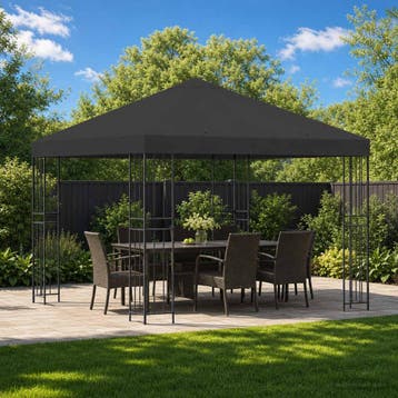 vidaXL Prieel 3 x 3 m Antracietkleurig Polyester en Staal, Verzenden, Nieuw