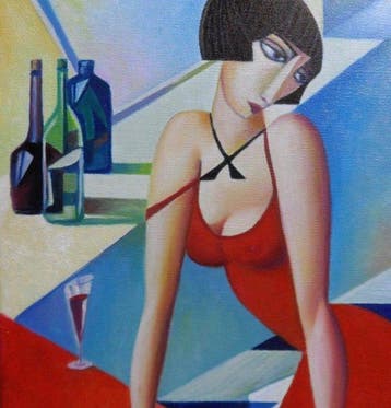 Mikolaj Matusiewicz (XX) - Czerwone wino, Antiek en Kunst, Kunst | Schilderijen | Modern