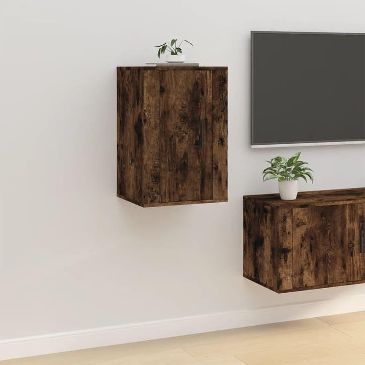 vidaXL Tv-wandmeubel 40x34,5x60 cm gerookt eikenkleurig, Huis en Inrichting, Kasten |Televisiemeubels, Nieuw, Verzenden