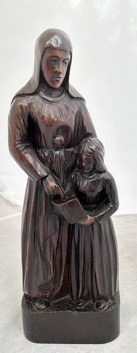 Beeld, St Anna met Maria - 40 cm - Hout, Antiek en Kunst