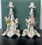 Sitzendorf - Candélabre (2) - Porcelaine - Chérubins, Antiquités & Art