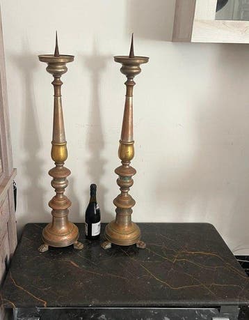 Kaarsenhouder (2) - Brons - Kandelaar met kaarsenhouder, Antiek en Kunst