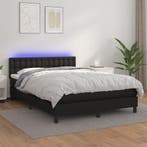 vidaXL Boxspring met matras en LED kunstleer zwart 140x200, Verzenden
