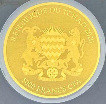 Tsjaad. 5000 Francs Mondphasen , oro 1/200 Oz (.999) (Zonder
