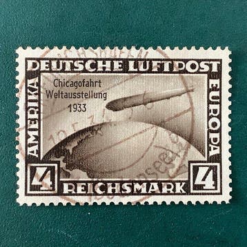 Duitse Rijk 1933 - 4 Mark Chicagofarth- einwandfrei gekeurd, Gestempeld