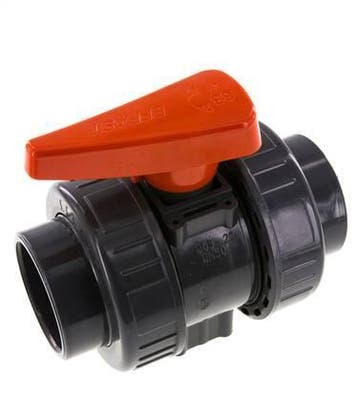 PVC 2-weg Kogelkraan Dubbele Wartel 63 mm Sok FKM, Verzenden