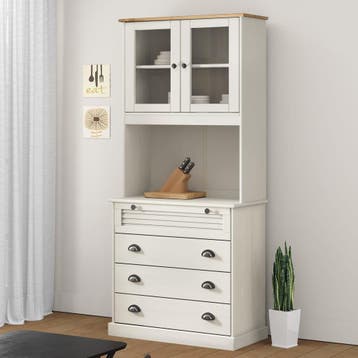 vidaXL Hoge kast VIGO 80x40x176 cm massief grenenhout wit, Verzenden, Nieuw