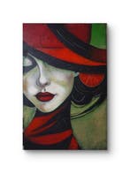 Camillo Gannelli - Donna con cappello rosso