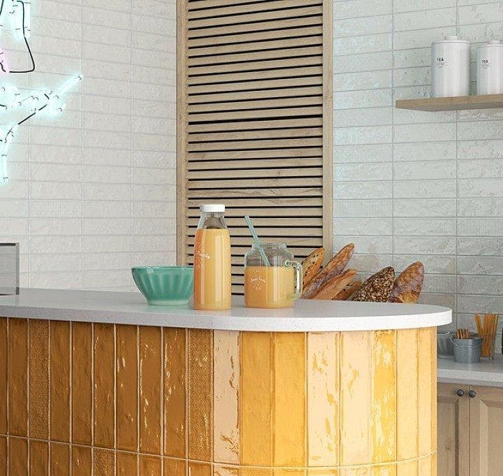 Wandtegel Equipe Rain Oranje Glans 7,5x30 (Muurtegels), Bricolage & Construction, Dalles & Carrelages, Enlèvement ou Envoi
