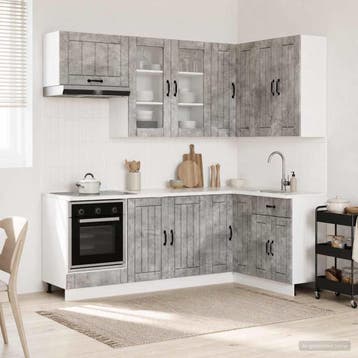 vidaXL Keukenblok LUCCA 8 st Betongrijs Bewerkt hout, Huis en Inrichting, Verzenden, Nieuw