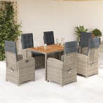 vidaXL 7-delige Tuinset met kussens poly rattan grijs, Verzenden, Nieuw, Tuinset