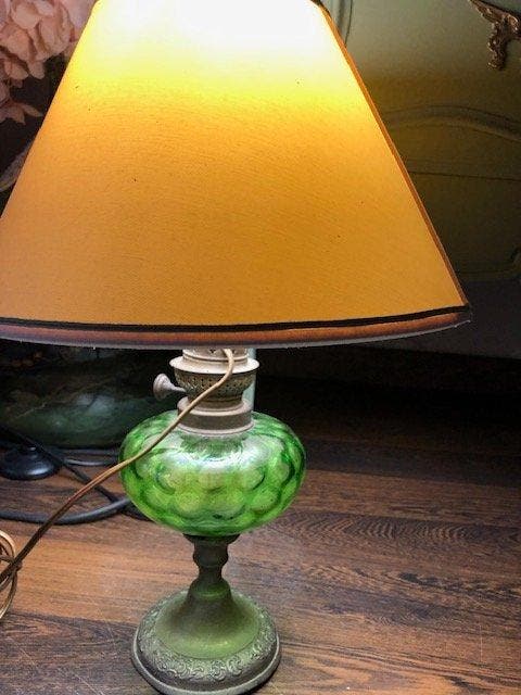Lamp - Glas, Tin, Messing, Antiquités & Art, Curiosités & Brocante