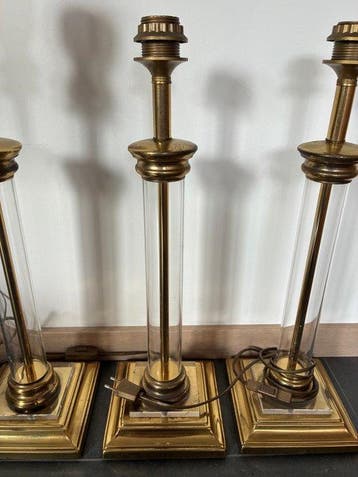 Kolom vloerlamp (3) - Messing, Glas