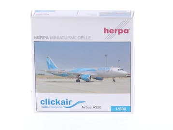 Schaal 1:500 Herpa 509534 Airbus A320 Clickair Reg. EC-IC..., Ophalen of Verzenden