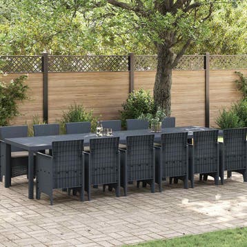 vidaXL Tuin Eettafel Set 13 st Antraciet Polt riet, Verzenden