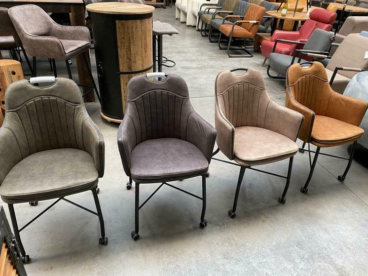 Floria armstoel + wieltjes,  vier kleuren (nieuw, A-keuze), Huis en Inrichting, Stoelen, Nieuw, Metaal, Stof