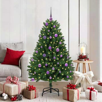 vidaXL Kunstkerstboom 150 cm 150 LEDs Warmwit PVC en Staal, Verzenden, Nieuw
