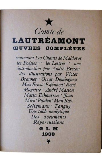 [Ex. sur Holland 70/100] Comte de Lautréamont; ill. Miro ;