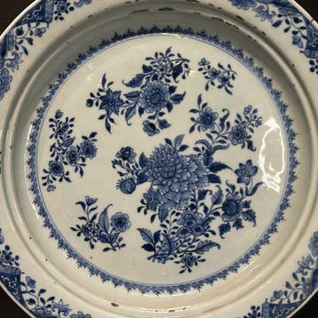 Schaal - Porselein - Qianlng blauw wit schaal
