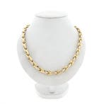 Bicolor gouden schakelcollier (Ketting), Handtassen en Accessoires, Kettingen, Ophalen of Verzenden, Gebruikt, Overige kleuren