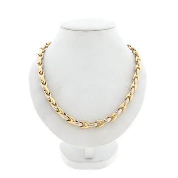 Bicolor gouden schakelcollier (Ketting), Handtassen en Accessoires, Kettingen, Ophalen of Verzenden, Gebruikt, Goud, Goud