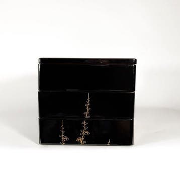 Doos - houten basis, lak, goud makie - Gouden Makie 3-laags