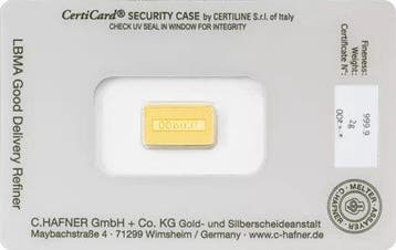 2 gram - Goud .999 - C. Hafner - Verzegeld en met, Postzegels en Munten