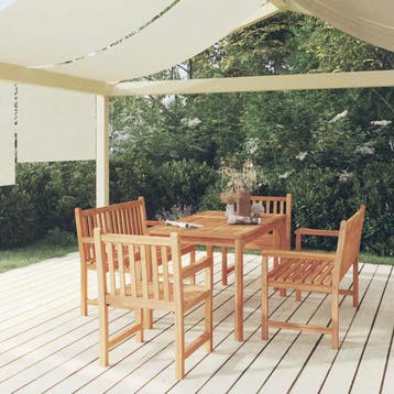 vidaXL 5-delige Tuinset massief teakhout, Verzenden, Nieuw, Tuinset