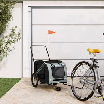 vidaXL Hondenfietstrailer oxford stof en ijzer grijs en, Verzenden