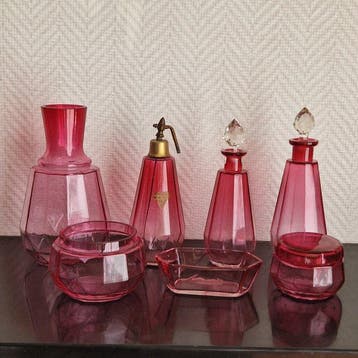Toiletset (7) - bohemian - Glas - Art Deco Boheems glas V