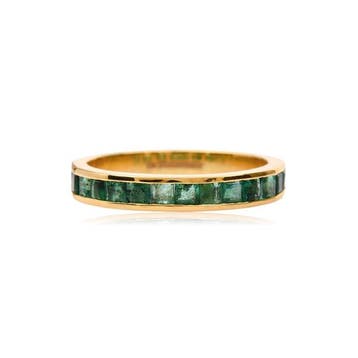 Bague déternité - 14 carats Or jaune - 1.15ct. tw. Émeraude