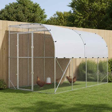 vidaXL Kippenhok Tegen de Muur zilver 600 x 150 x 215 cm, Verzenden, Nieuw