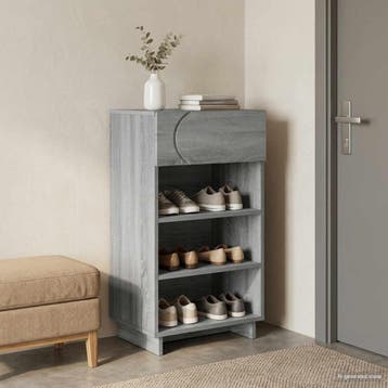 vidaXL schoenenkast 48 x 38 x 87,5 cm bewerkt hout Grijs, Verzenden, Nieuw