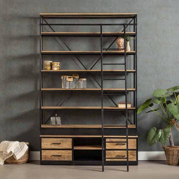 Boekenkast Mangohout Marvin 160x245 cm, Verzenden, Nieuw, Overige houtsoorten, Industriële meubels