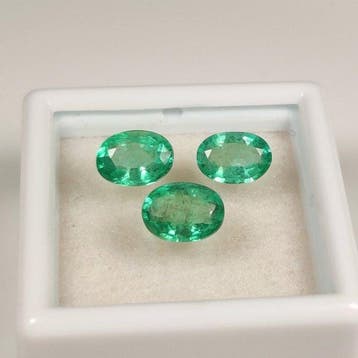 Zonder minimumprijs - 3 pcs Groen Smaragd - 2.41 ct -, Nieuw