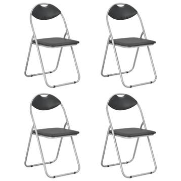 vidaXL Opklapbare stoelen, 4 stuks, zwart kunstleer, Verzenden, Nieuw